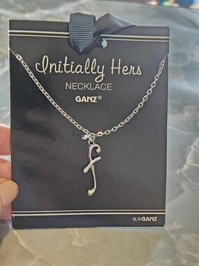 GANZ Silver 'f' Script Initial Necklace
